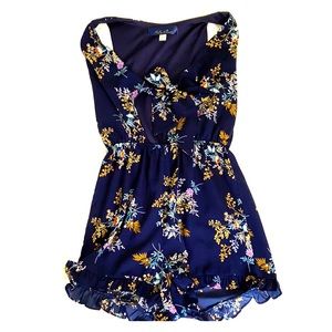 Dark blue floral romper